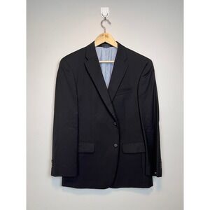 Tommy Hilfiger Mens 100% Wool 2-Button Blazer Jacket Black Pinstripe Size 38